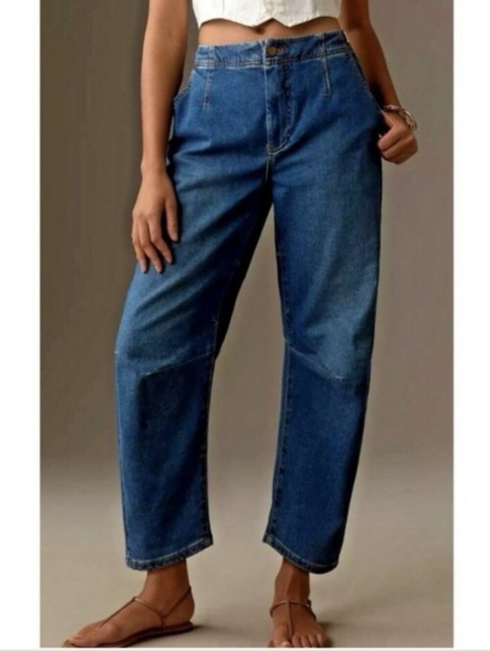 Pilcro Leni Mid-Rise Tapered Barrel Jeans Size 32 Western Boho Hippie Casual